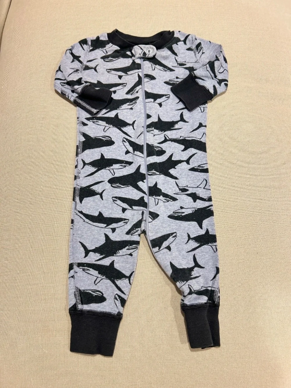 Hanna Andersson Navy Blue Shark Sleeper 6 to 9 Months - Picture 6 of 11